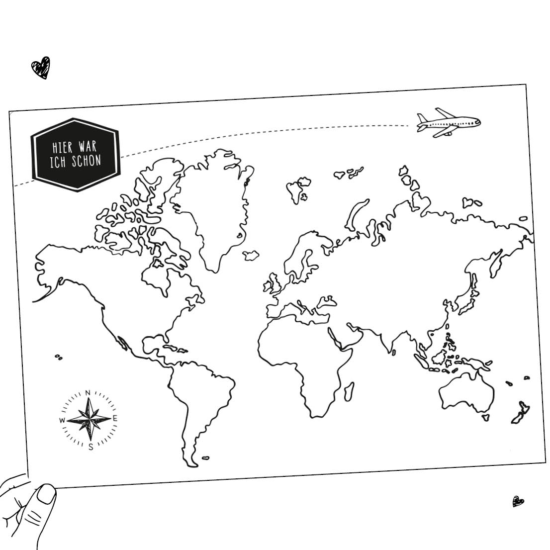 Weltkarte aus einem Reisetagebuch TravelDiaries