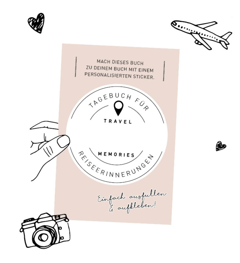 Mach das Reisetagebuch zu deinem Buch mit einem personalisierten Sticker